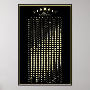 2027 Maan Cycli Minimalistische Maanfasekalender Poster