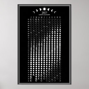 2027 Maancyclus Minimalistische Maanfasekalender Poster