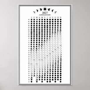 2027 Maancyclus Minimalistische Maanfasekalender  Poster