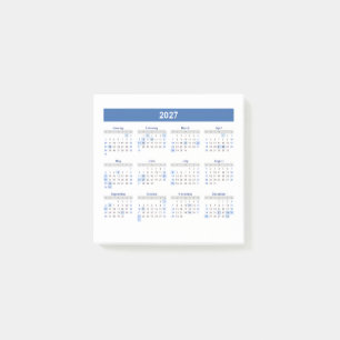2027 Maandkalender Blauwe Versie Post-it® Notes