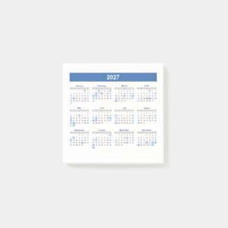 2027 Maandkalender Blauwe Versie Post-it® Notes
