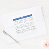2027 Maandkalender Blauwe Versie Vierkante Sticker (Envelop)