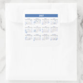 2027 Maandkalender Blauwe Versie Vierkante Sticker (Tas)