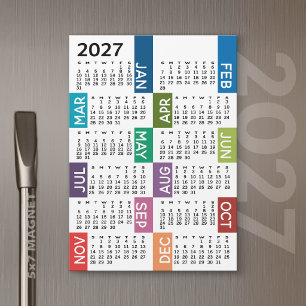 2027 Magneetkalender - Maand funky kleurrijke maan
