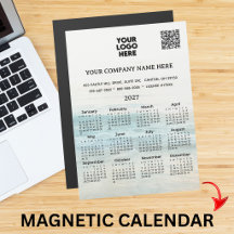2027 Magneetkalender Zakelijke naam Logo QR-code