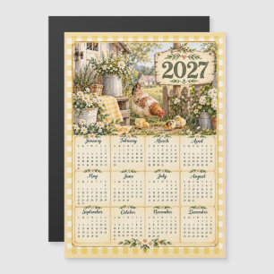 2027 Magnetische Kalender -Vintage Boerderij Kippe