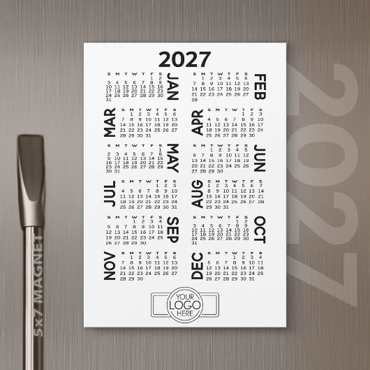 2027 Magnetische Kalender Zakelijk Logo Magnetisch