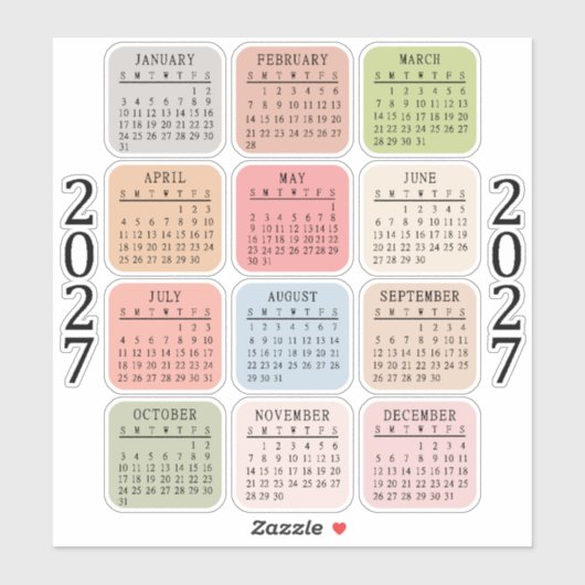 2027 Micro Agenda Pastel Kleur Bujo Planner Sticker (Vel)