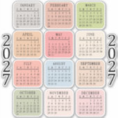 2027 Micro Calendar Pastel Color Bujo Planner  Sticker (Voorkant)