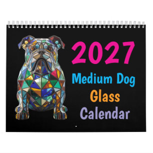 2027 Middelgrote Honden Glas Kalender