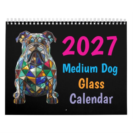 2027 Middelgrote Honden Glas Kalender (Hoes)
