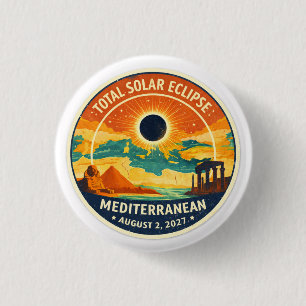 2027 Middellandse Zee Zonsverduistering Ronde Button 3,2 Cm