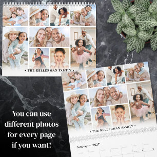2027 Minimalistische Gezinsfotocollage Kalender