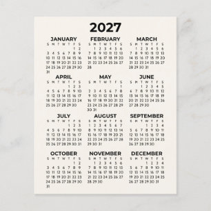 2027 Minimalistische Kalender Volledig Jaaroverzic