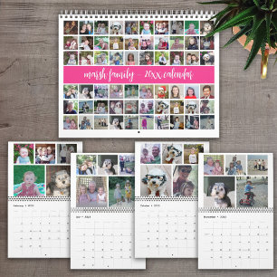 2027 Moderne Familie 60 Foto - Heet Roze Aangepast Kalender