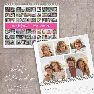 2027 Moderne Familie 60 Foto - Heet Roze Aangepast Kalender