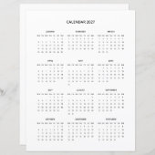 2027 Moderne minimalistische printbare kalender in (Voorkant / Achterkant)