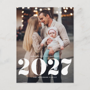 2027 Moderne Vette Typografie Vertical Nieuwjaar Feestdagenkaart
