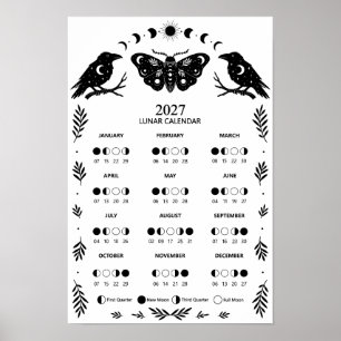 2027 Mot Kauw Hemel Maankalender Poster