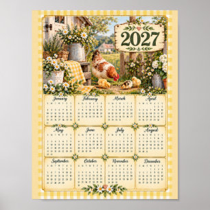 2027 Muurposter Agenda - Boerderij Kippen Poster