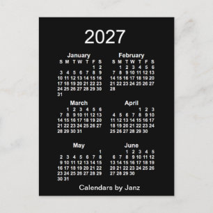 2027 Neon White 6 maanden Mini Calendar van Janz Briefkaart