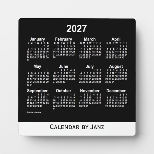2027 Neon White Desk Calendar van Janz Fotoplaat (Voorkant)