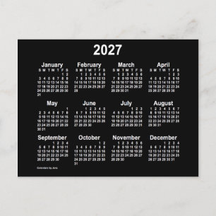 2027 Neon Witte Mini Kalender van Janz Briefkaart