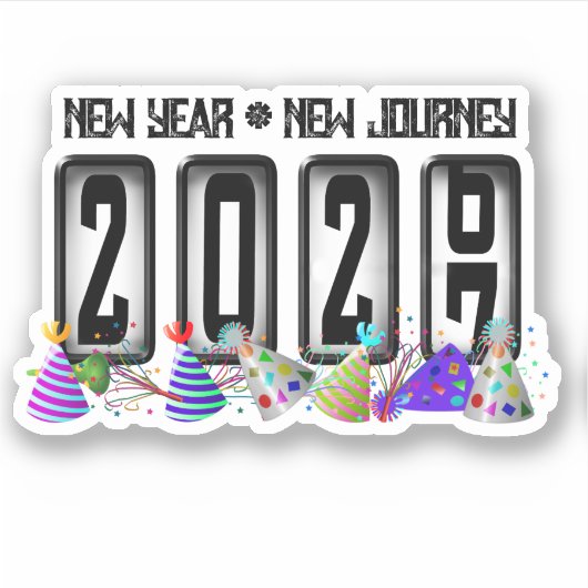 2027 Nieuwjaars Kilometerstand Meter Sticker (Voorkant)