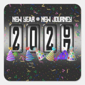 2027 Nieuwjaars Kilometerstand Meter Vierkante Sticker (Voorkant)