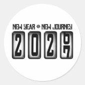 2027 Nieuwjaars Odometer Ronde Sticker (Voorkant)