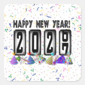 2027 Nieuwjaars Odometer Vierkante Sticker (Voorkant)