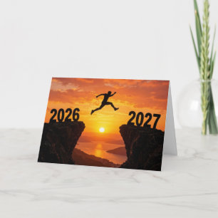 2027 Nieuwjaars Silhouette Sprong Feestdagen Kaart