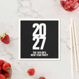 2027 nieuwjaarsfeest zwart-wit servetten