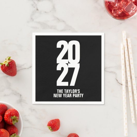 2027 nieuwjaarsfeest zwart-wit servetten (Insitu)
