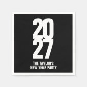2027 nieuwjaarsfeest zwart-wit servetten (Voorkant)