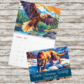 2027 Noord-Amerikaanse Wilde Natuur Twee Pagina's Kalender