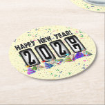 2027 Odometer New Years Party Ronde Kartonnen Onderzetter<br><div class="desc">* HAPPY NEW YEAR 2027! * Fun party hats and confetti to celebrate the New Year. * Dimensions: 4" x 4" * Sold as sets of 6 * Tough, durable, and absorbent – perfect for New Years parties * Several shapes to choose from. * You can personalize by changing the...</div>
