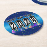 2027 Odometer New Years Party Ronde Kartonnen Onderzetter<br><div class="desc">* HAPPY NEW YEAR 2027! * Fun party hats and confetti to celebrate the New Year. * Dimensions: 4" x 4" * Sold as sets of 6 * Tough, durable, and absorbent – perfect for New Years parties * Several shapes to choose from. * You can personalize by changing the...</div>