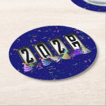2027 Odometer New Years Party Ronde Kartonnen Onderzetter<br><div class="desc">* HAPPY NEW YEAR 2027! * Fun party hats and confetti to celebrate the New Year. * Dimensions: 4" x 4" * Sold as sets of 6 * Tough, durable, and absorbent – perfect for New Years parties * Several shapes to choose from. * You can personalize by changing the...</div>