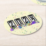 2027 Odometer New Years Party Ronde Kartonnen Onderzetter<br><div class="desc">* HAPPY NEW YEAR 2027! * Fun party hats and confetti to celebrate the New Year. * Dimensions: 4" x 4" * Sold as sets of 6 * Tough, durable, and absorbent – perfect for New Years parties * Several shapes to choose from. * You can personalize by changing the...</div>