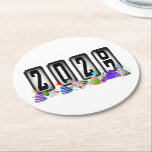 2027 Odometer New Years Party Ronde Kartonnen Onderzetter<br><div class="desc">* HAPPY NEW YEAR 2027! * Fun party hats and confetti to celebrate the New Year. * Dimensions: 4" x 4" * Sold as sets of 6 * Tough, durable, and absorbent – perfect for New Years parties * Several shapes to choose from. * You can personalize by changing the...</div>