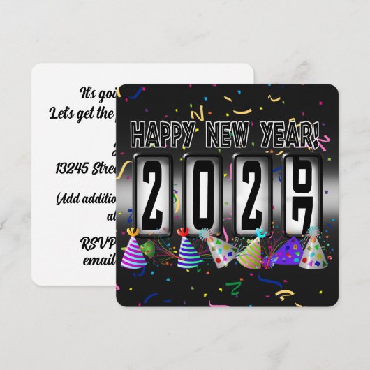 2027 Odometer Nieuwjaarsfeest Kaart (Voorkant / Achterkant)