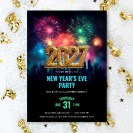 2027 Oud en Nieuw-feest met elegante vuurwerk Kaart