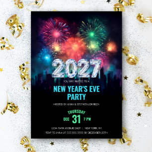 2027 Oud en Nieuw-feest met elegante vuurwerk Kaart