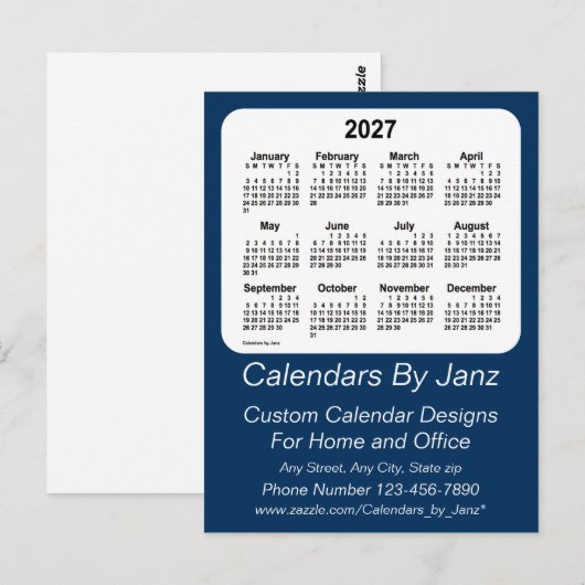 2027 Politie Box Blauwe Zakelijke Kalender door Ja Briefkaart (Voorkant / Achterkant)