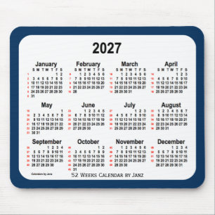 2027 Politiedoos Blauw 52-weken agenda van Janz Muismat