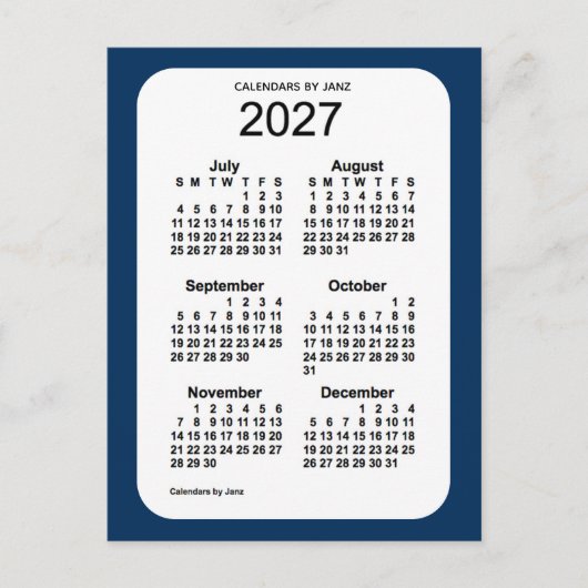 2027 Politiedoos blauw 6 maanden Mini Agenda van J Briefkaart (Voorkant)