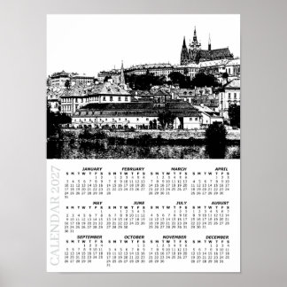 2027 Praagse Kalender, Praagse Burcht, Tsjechië Poster