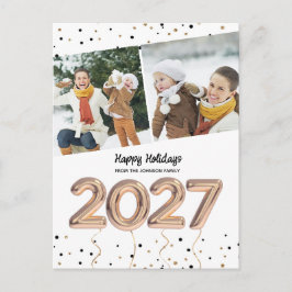 2027 Prettig Kerstfeest Foto Ballonnen Nummers Feestdagenkaart