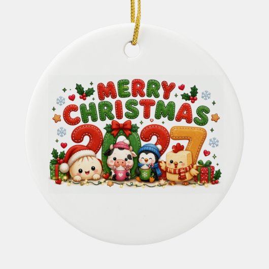 2027 Prettig kerstfeest Keramisch Ornament (Voorkant)